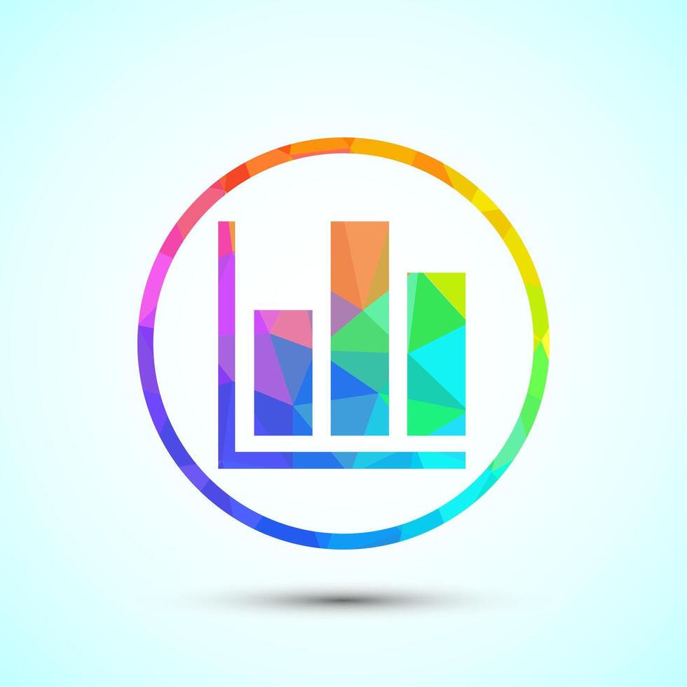 Bar chart icon design, Graph icon low poly style vector