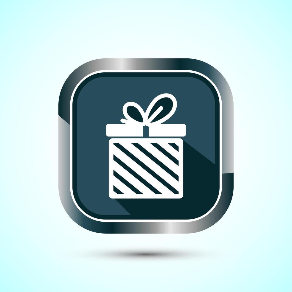 Gift box icon design illustration, Surprising gift box symbol, Gray Shadow Button Design vector