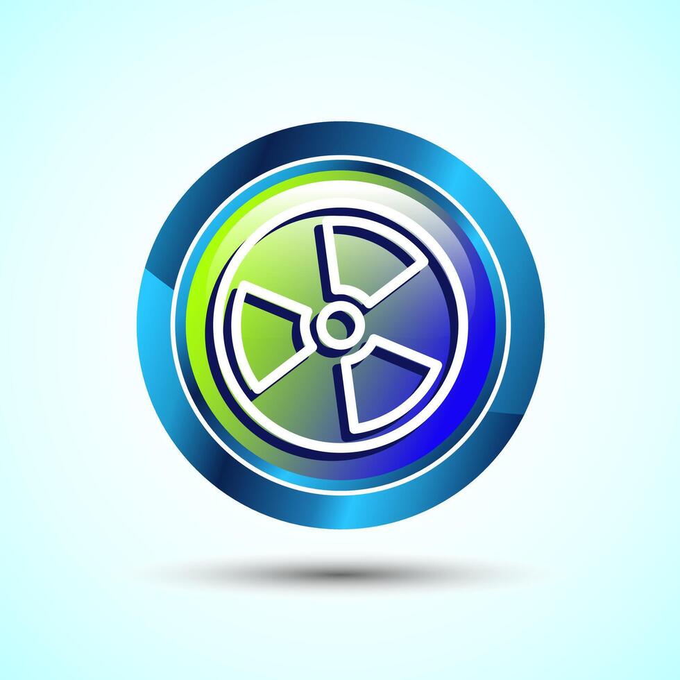 Radiation icon design illustration, Biological hazard icon, Glossy Round Button Design vector