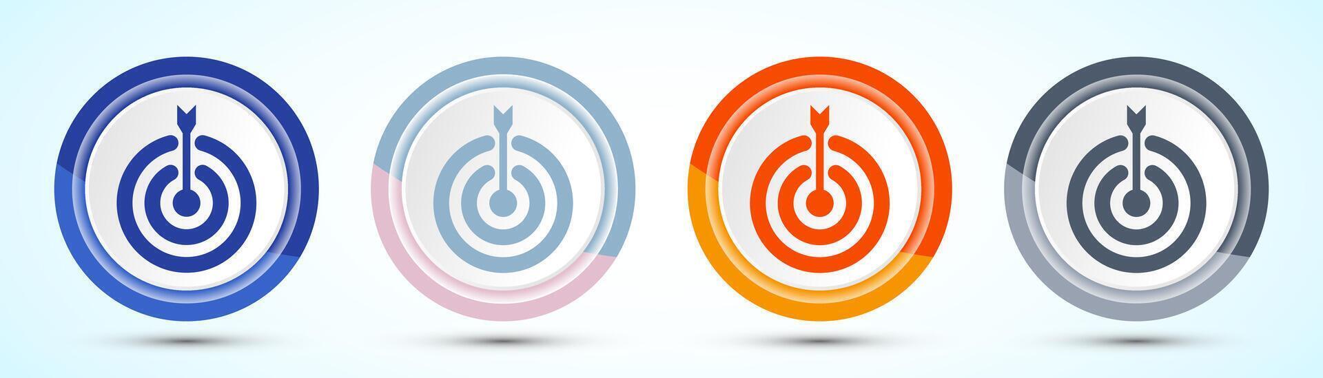 Target goal icon design illustration, Goal sign, Four color button design set vector