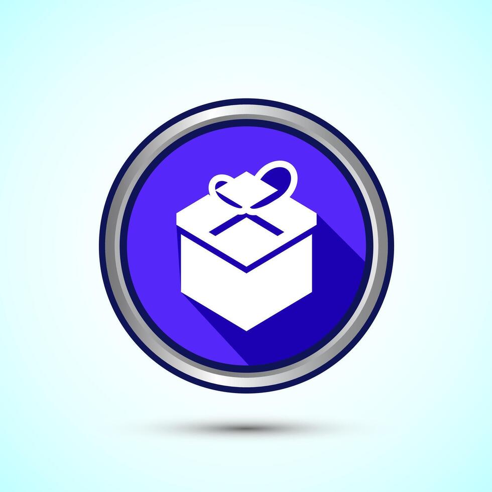 Gift box icon design illustration, Surprising gift box symbol, Blue Shadow Button Design vector