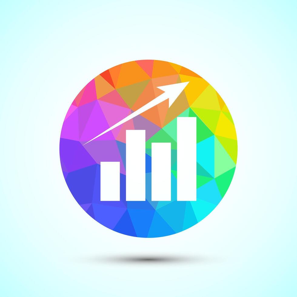 Growth chart low poly style logo sign vector