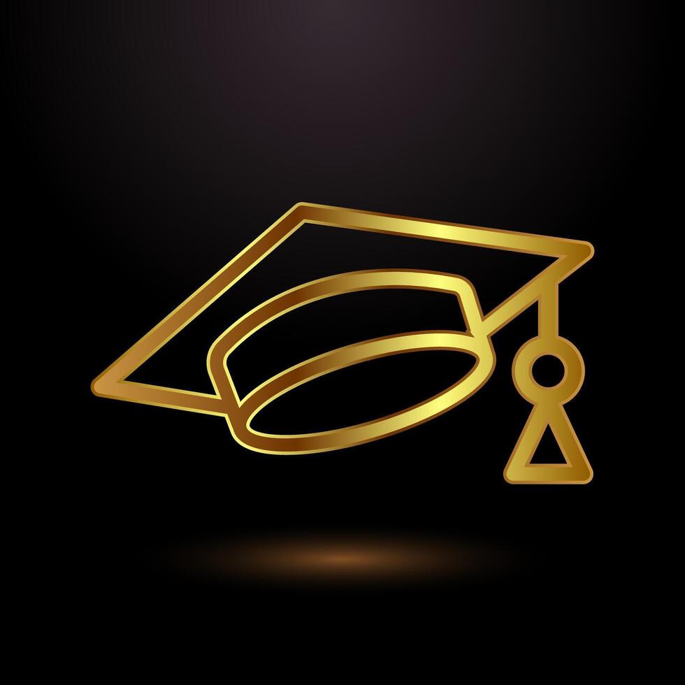 Gold color graduation hat icon design illustration, Academic cap logo sign vector