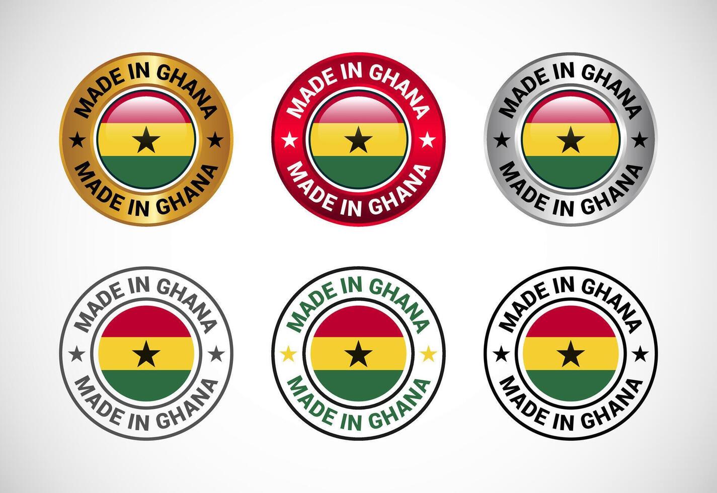 Made in Ghana label icon with flag. Icon set for business, badge, seal, sticker, logo, and symbol vector