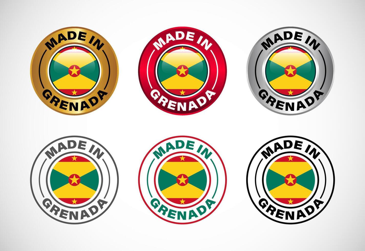 Made in Grenada label icon with flag. Icon set for business, badge, seal, sticker, logo, and symbol vector