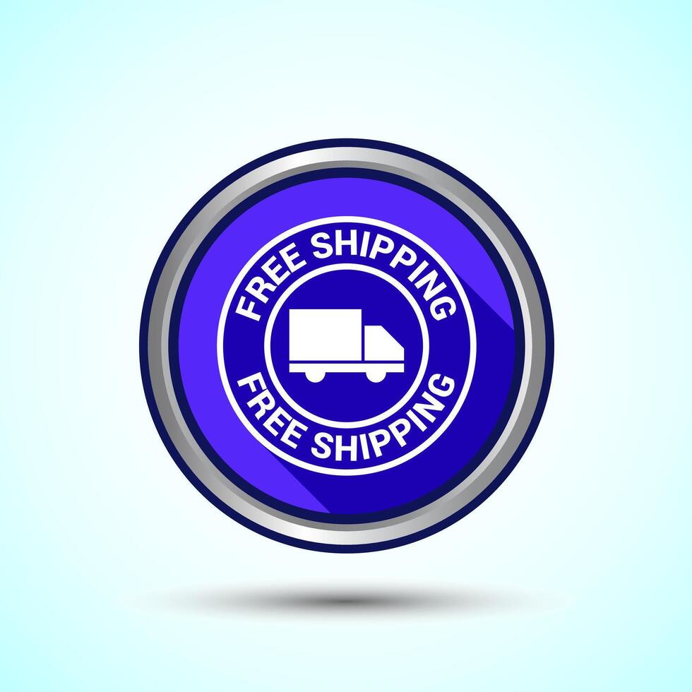 Free shipping icon design illustration, Free delivery icon, Blue Shadow Button Design vector