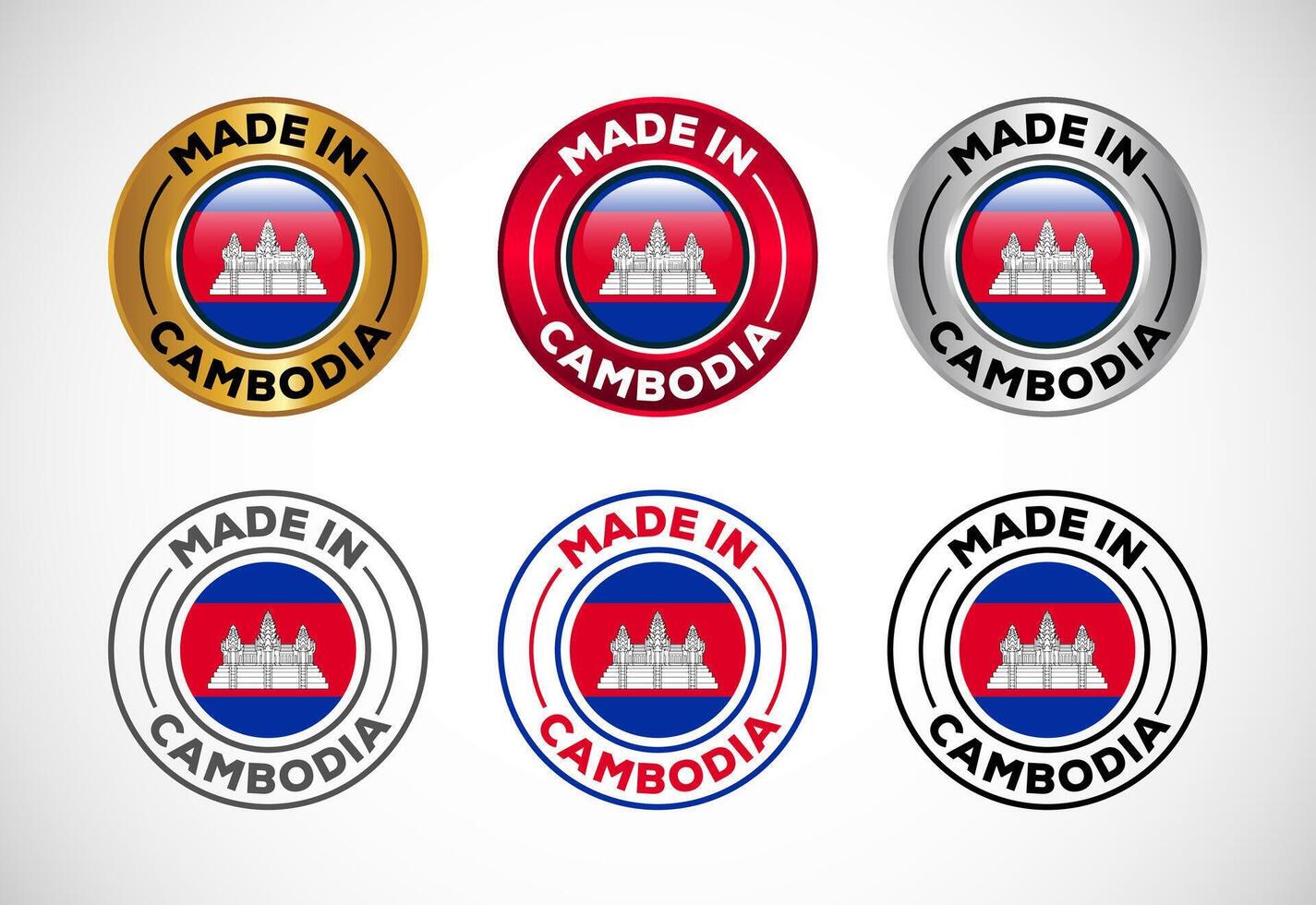 Made in Cambodia label icon with flag. Icon set for business, badge, seal, sticker, logo, and symbol vector