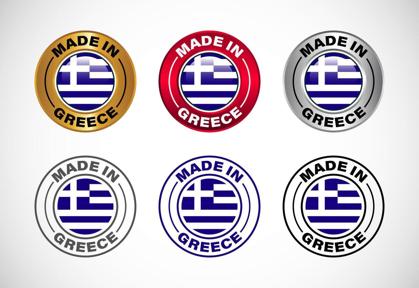 Made in Greece label icon with flag. Icon set for business, badge, seal, sticker, logo, and symbol vector