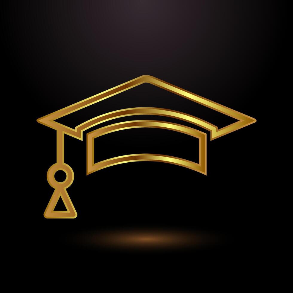 Gold color graduation hat icon design illustration, Academic cap logo sign vector