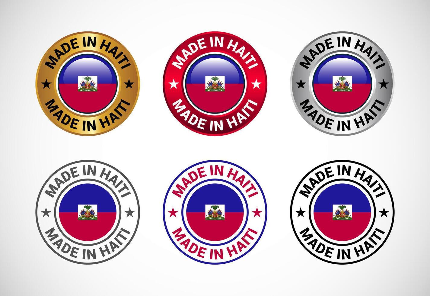 Made in Haiti label icon with flag. Icon set for business, badge, seal, sticker, logo, and symbol vector