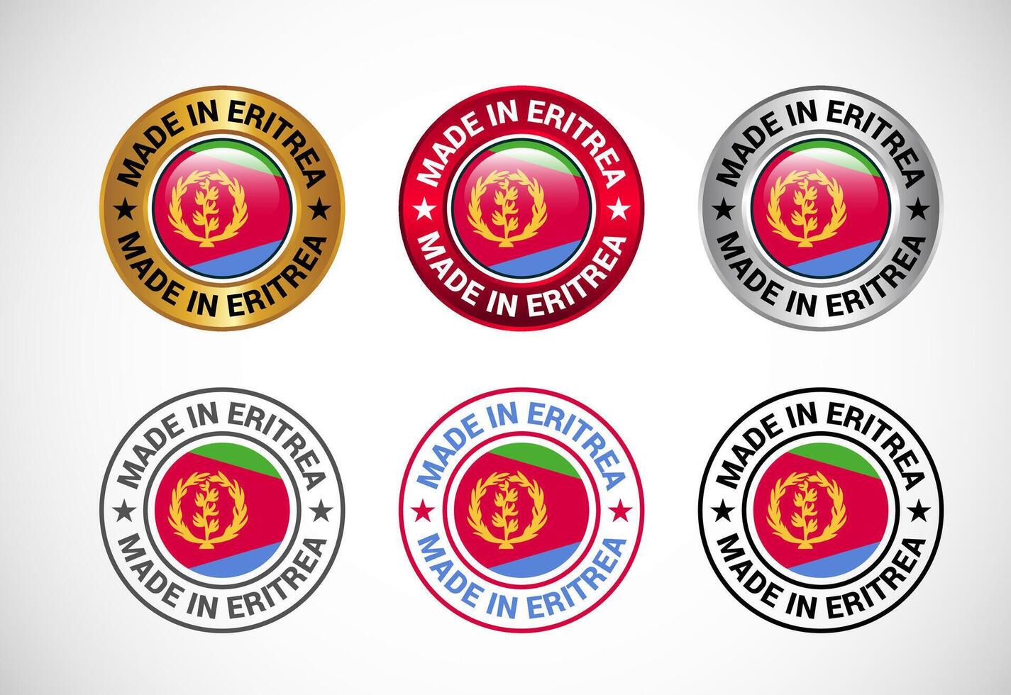Made in Eritrea label icon with flag. Icon set for business, badge, seal, sticker, logo, and symbol vector