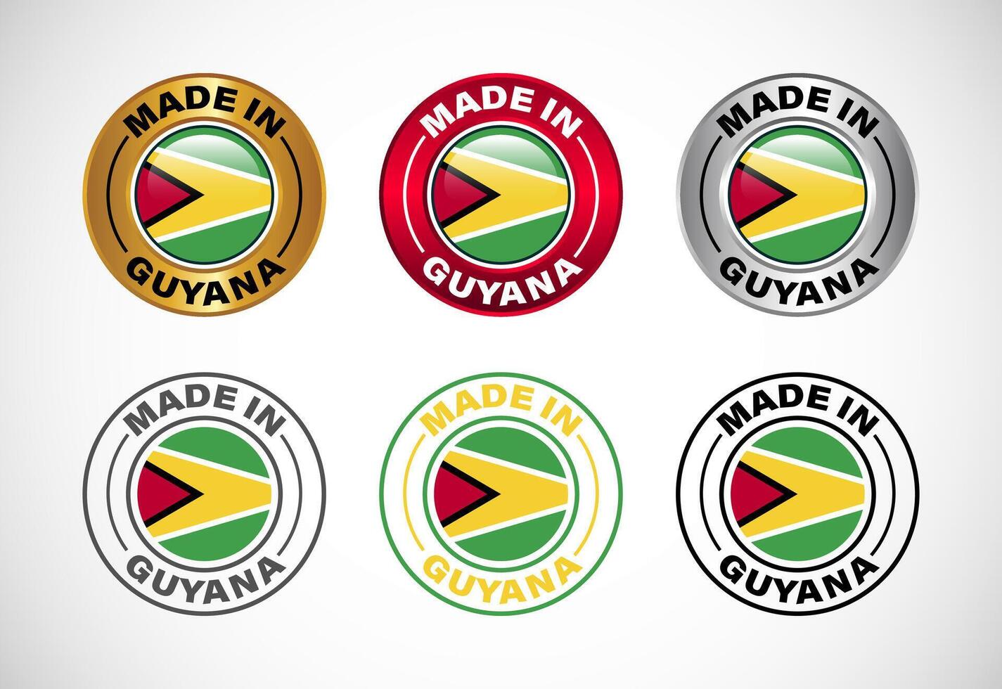 Made in Guyana label icon with flag. Icon set for business, badge, seal, sticker, logo, and symbol vector