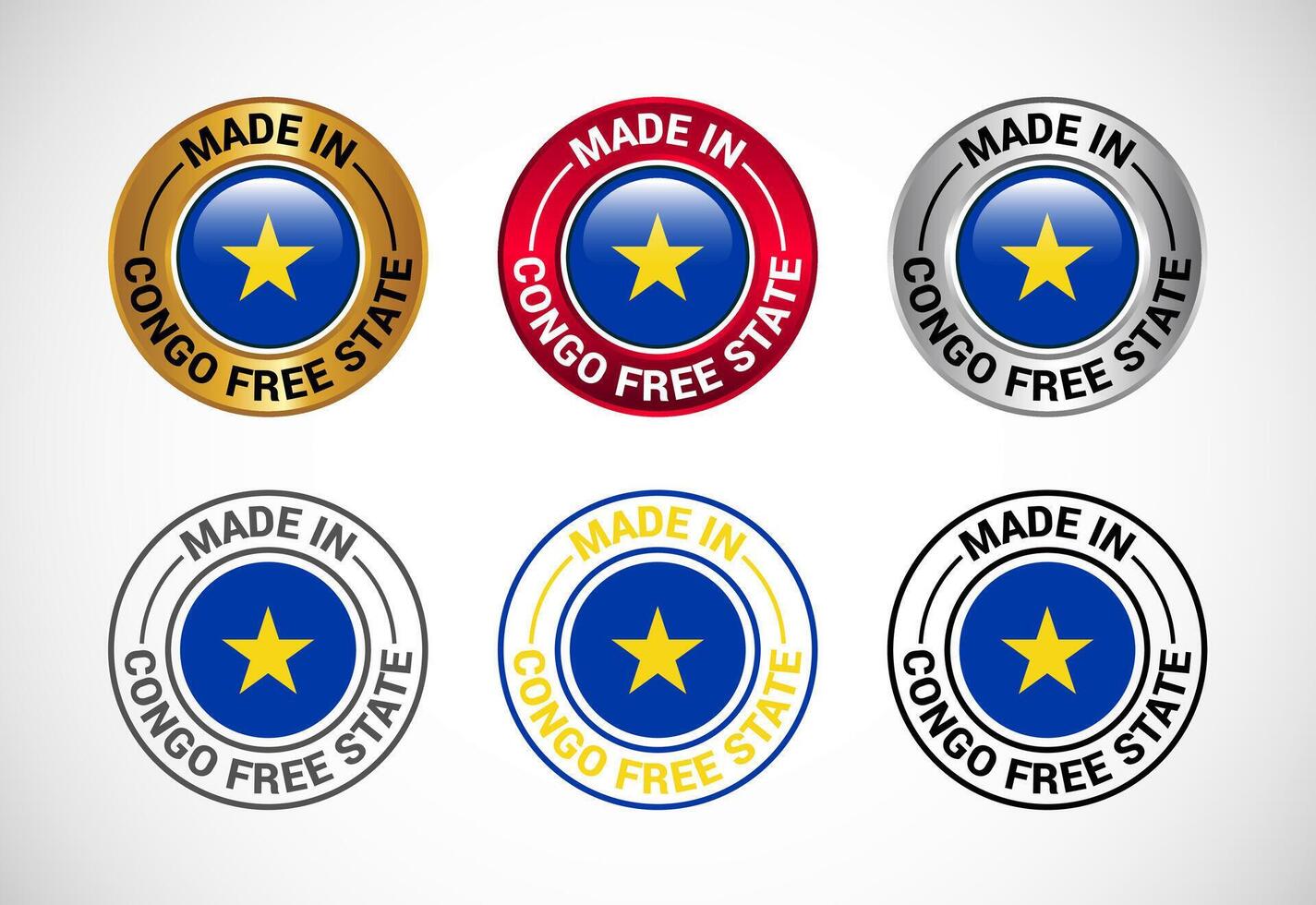 Made in Congo Free State label icon with flag. Icon set for business, badge, seal, sticker, logo, and symbol vector