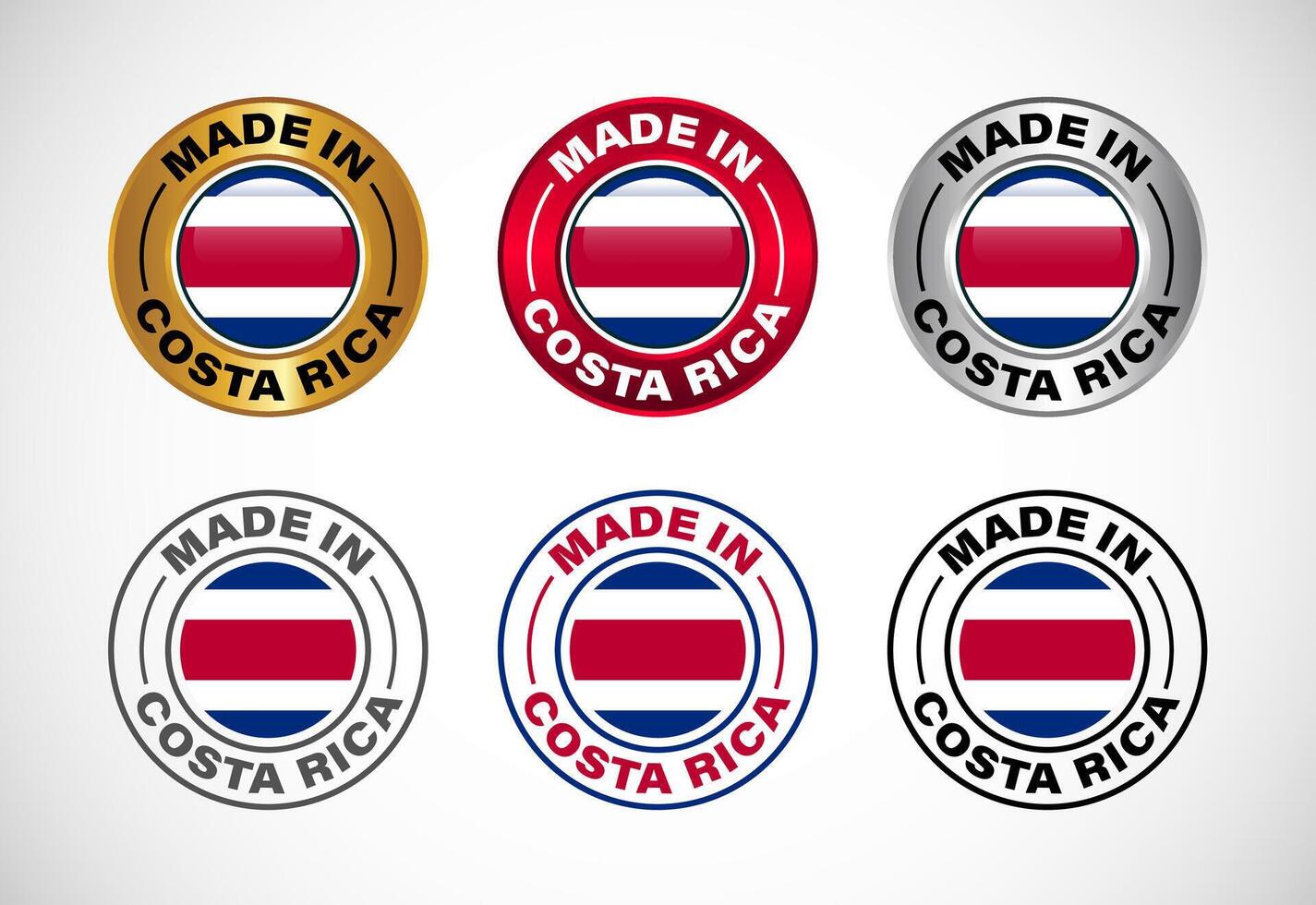 Made in Costa Rica label icon with flag. Icon set for business, badge, seal, sticker, logo, and symbol vector