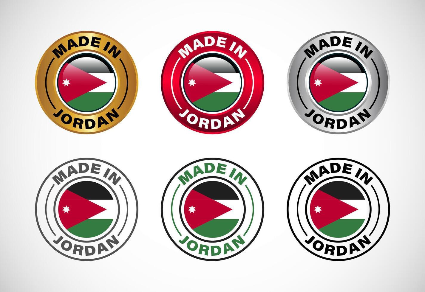 Made in Jordan label icon with flag. Icon set for business, badge, seal, sticker, logo, and symbol vector