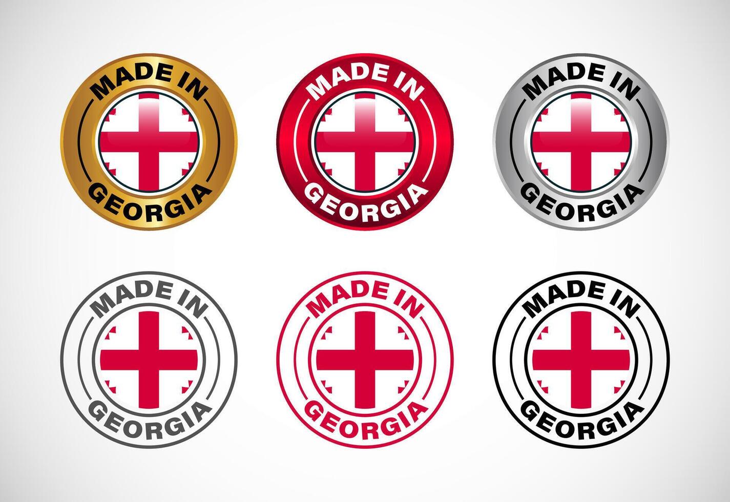 Made in Georgia label icon with flag. Icon set for business, badge, seal, sticker, logo, and symbol vector