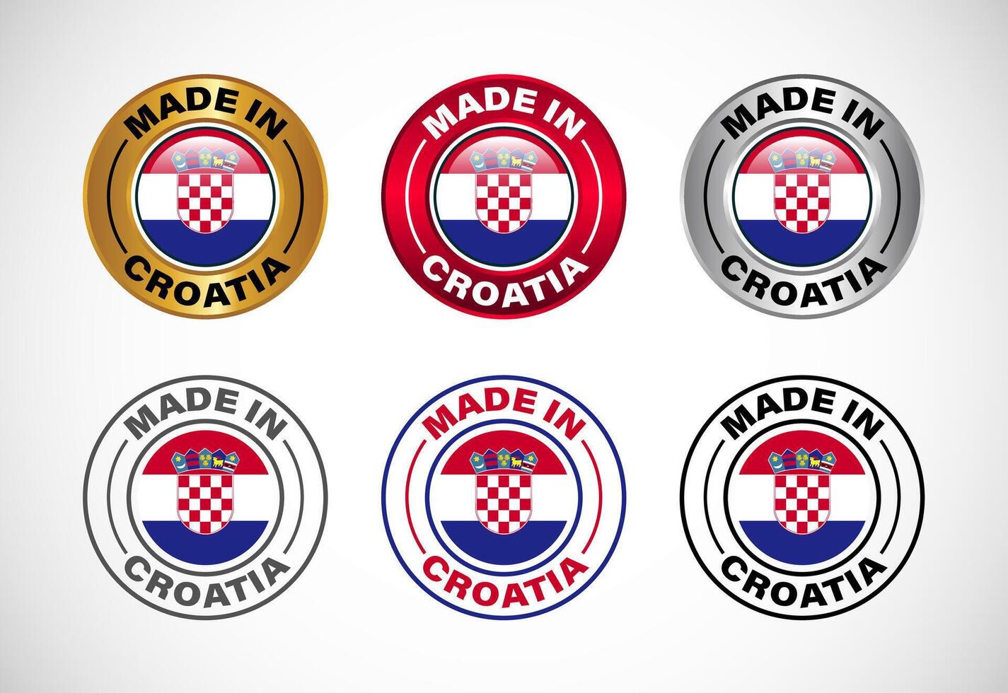 Made in Croatia label icon with flag. Icon set for business, badge, seal, sticker, logo, and symbol vector