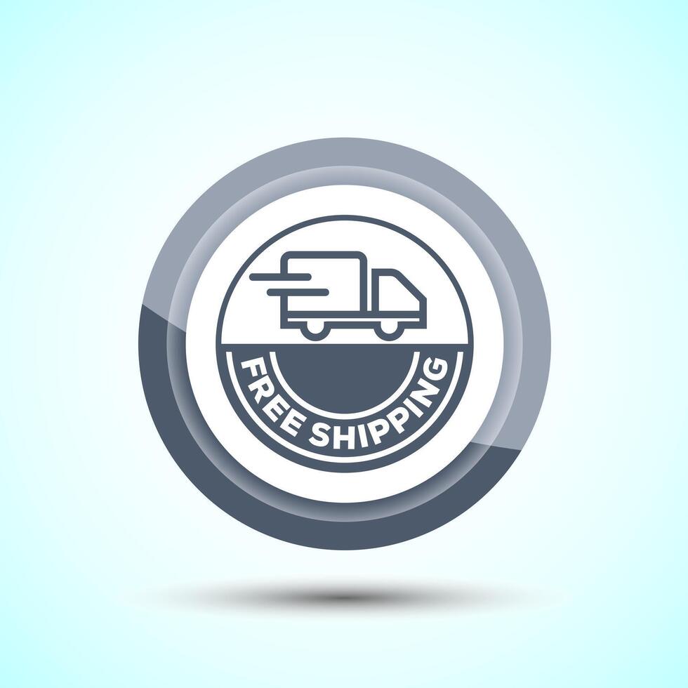 Free shipping icon design illustration, Free delivery icon, Gray Shadow Button Design vector