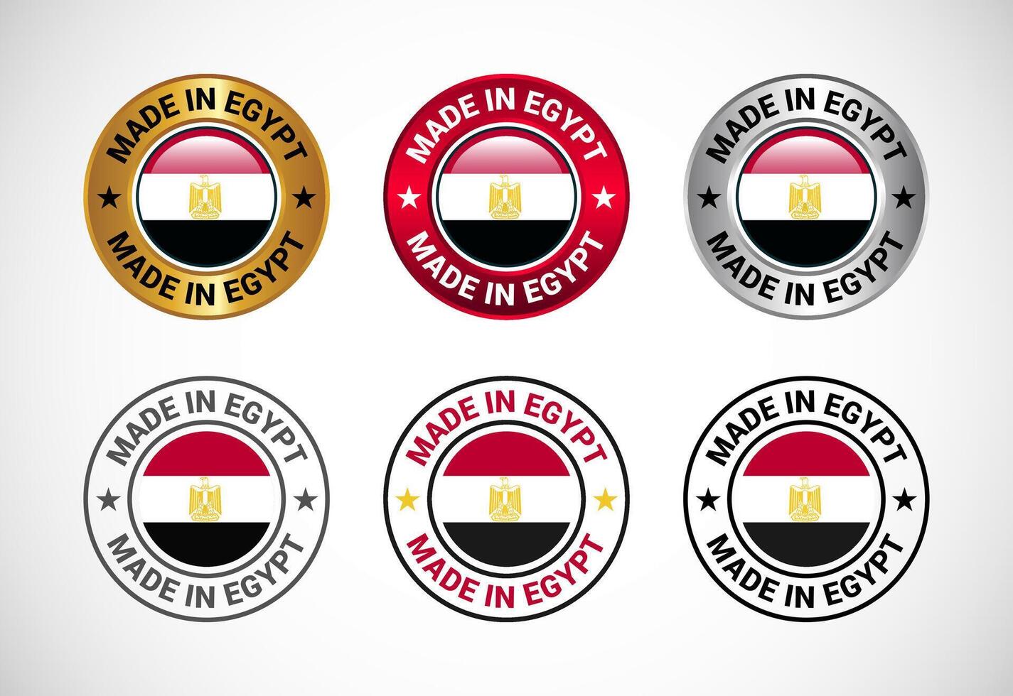 Made in Egypt label icon with flag. Icon set for business, badge, seal, sticker, logo, and symbol vector