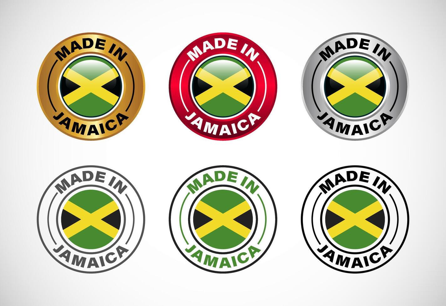 Made in Jamaica label icon with flag. Icon set for business, badge, seal, sticker, logo, and symbol vector