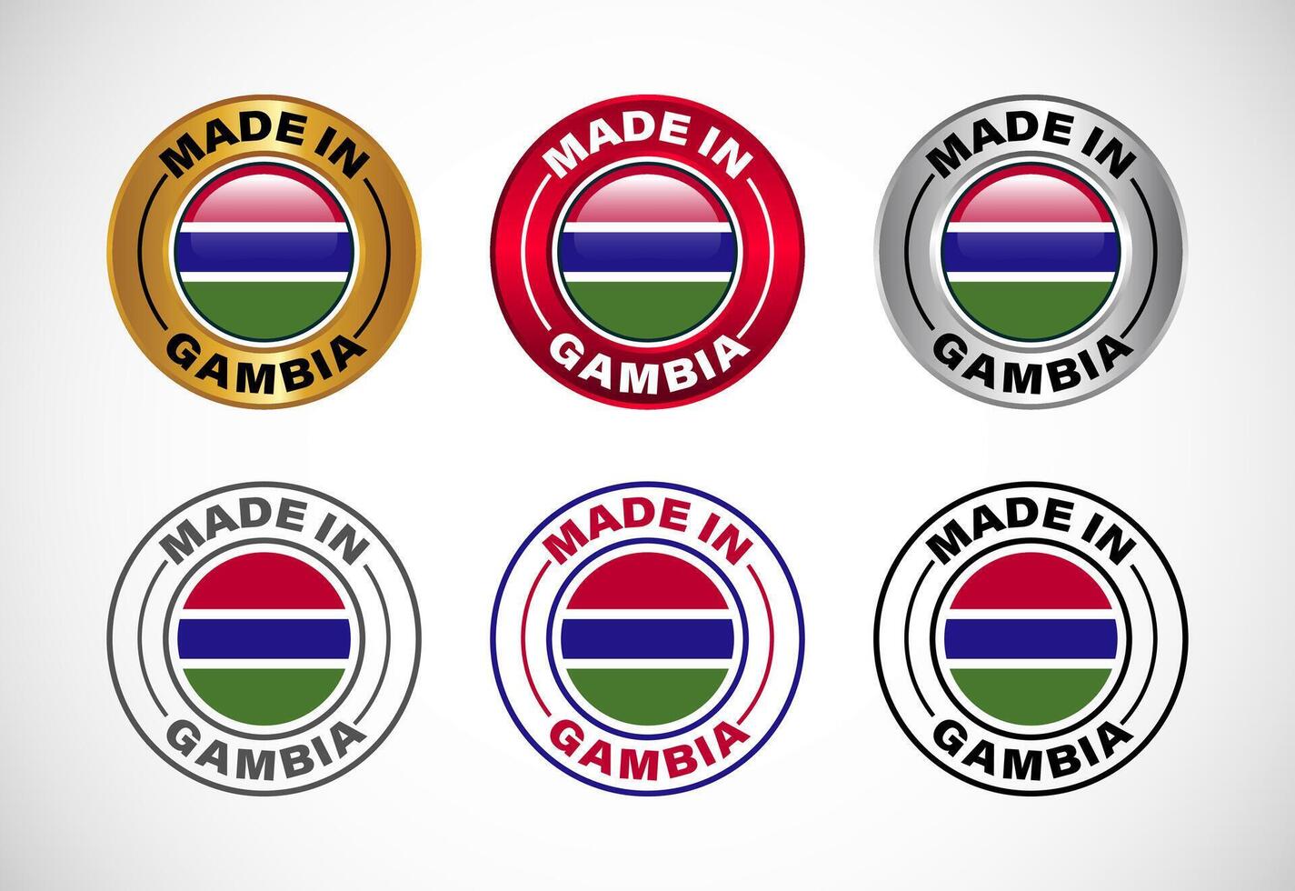 Made in Gambia label icon with flag. Icon set for business, badge, seal, sticker, logo, and symbol vector