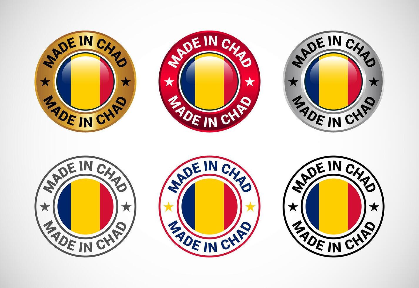Made in Chad label icon with flag. Icon set for business, badge, seal, sticker, logo, and symbol vector