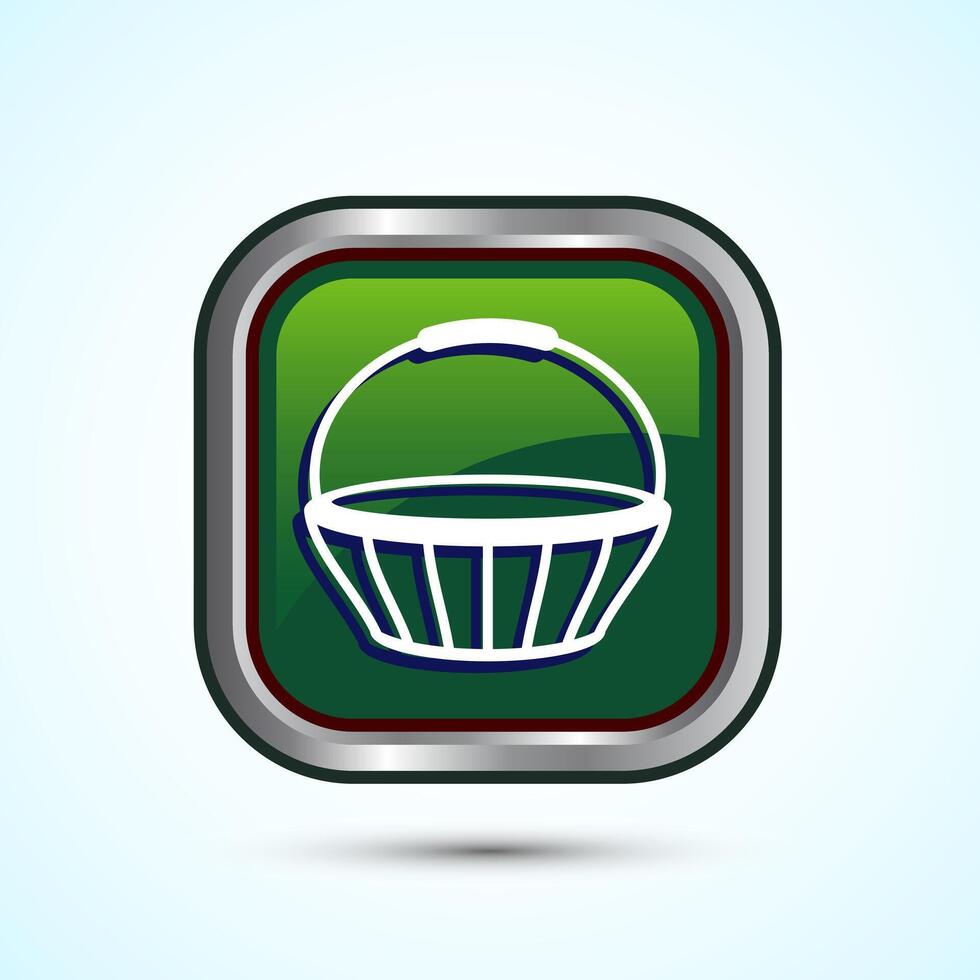 Basket icon design illustration, Shopping basket icon, Green Color Square Button Design vector