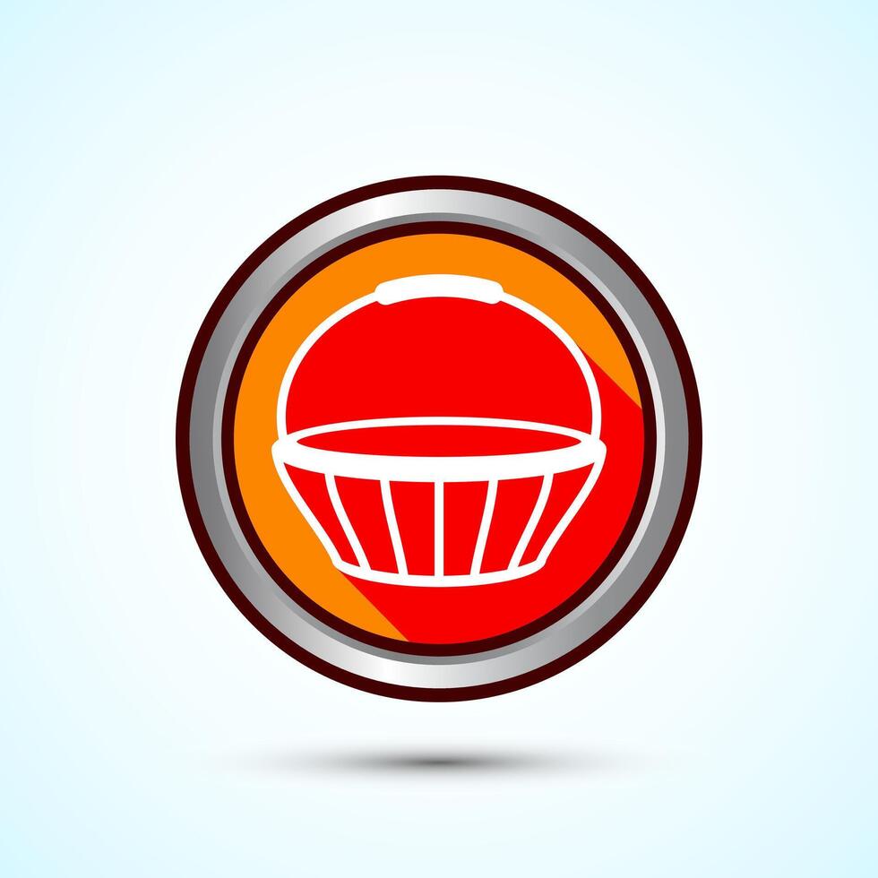 Basket icon design illustration, Shopping basket icon, Orange Shadow Button Design vector