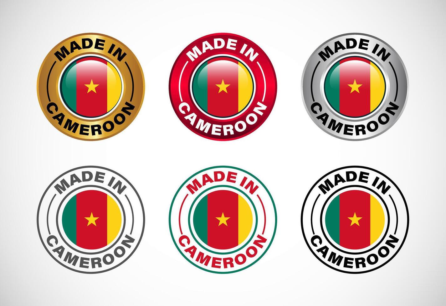 Made in Cameroon label icon with flag. Icon set for business, badge, seal, sticker, logo, and symbol vector
