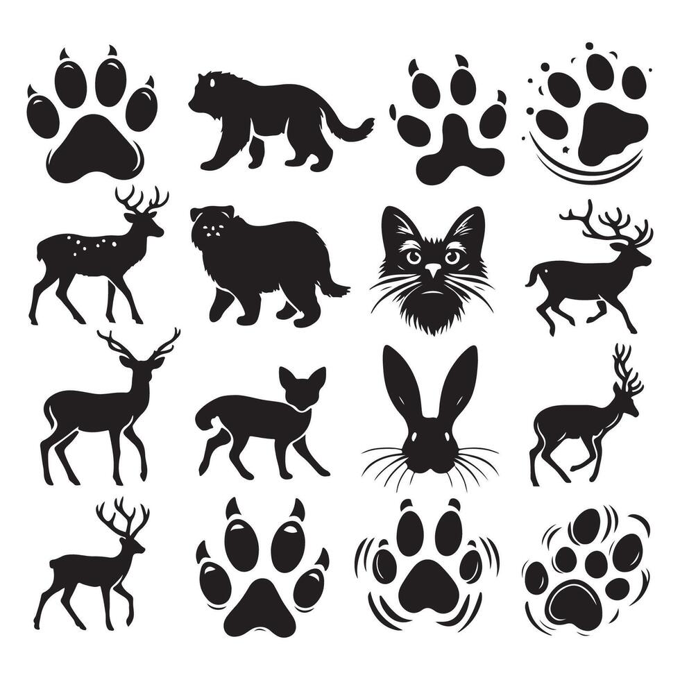 Animal silhouettes arranged on a clean white backdrop vector