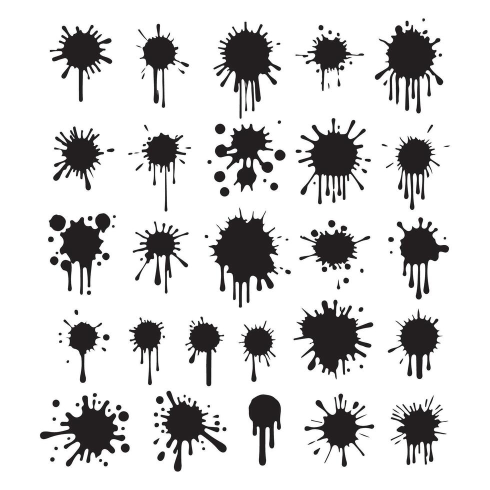 Silhouette set of Ink blots and drips vector