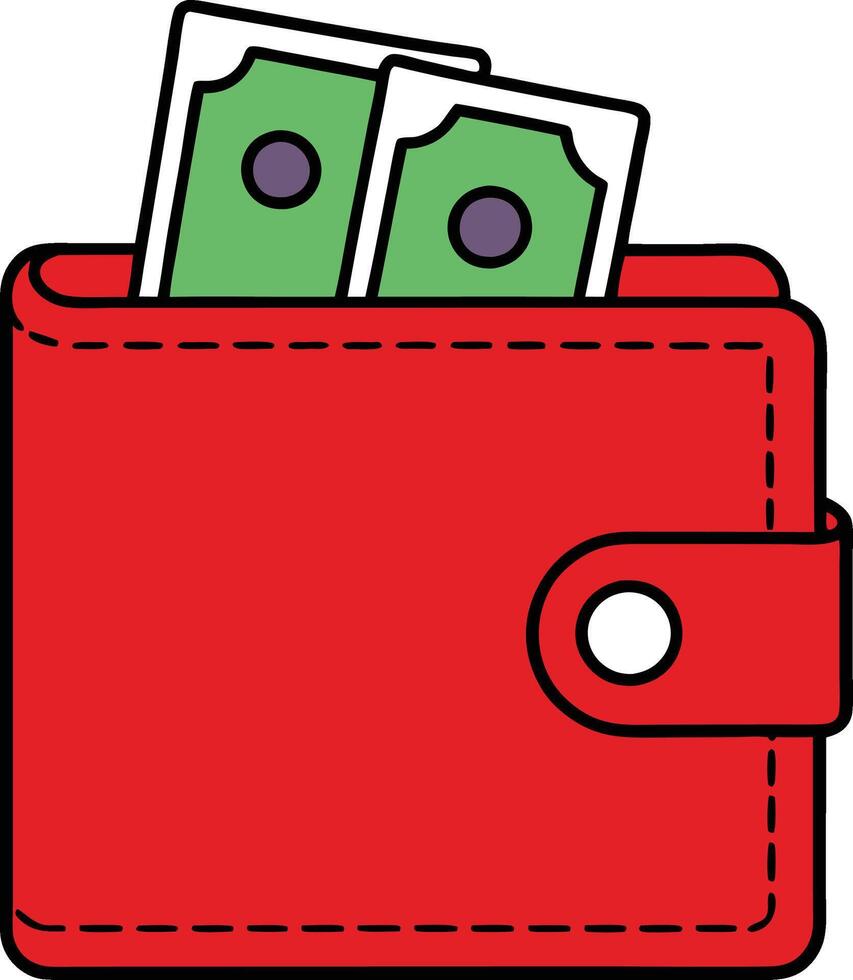 A wallet with money cartoon vector