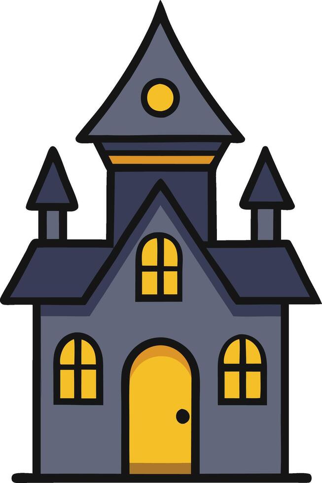 Whimsical Halloween Haunted House Cartoon Ideal for Kids' Halloween Projects and Decorations vector