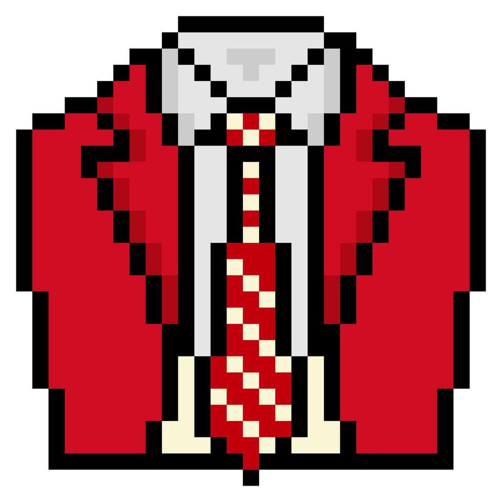 Suit and tie in pixel art style vector