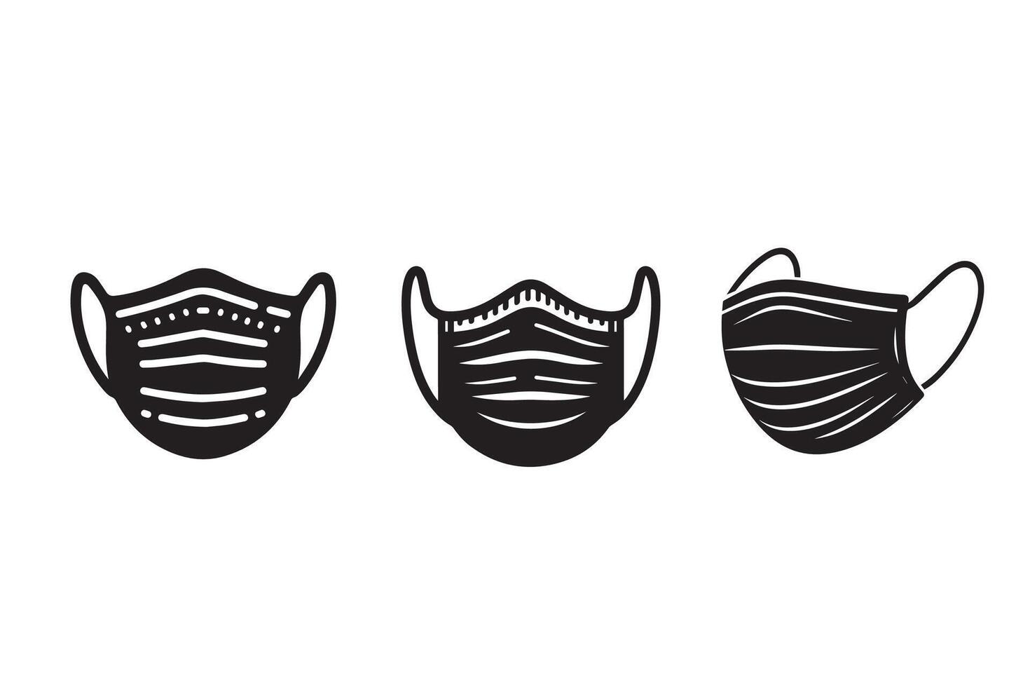 Medical Protective Face Mask Silhouette vector