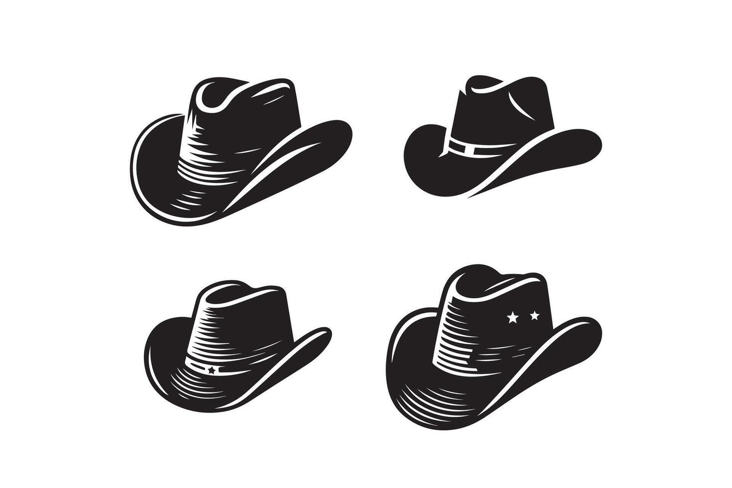 Cow Boy Hat Silhouette Illustration Design vector
