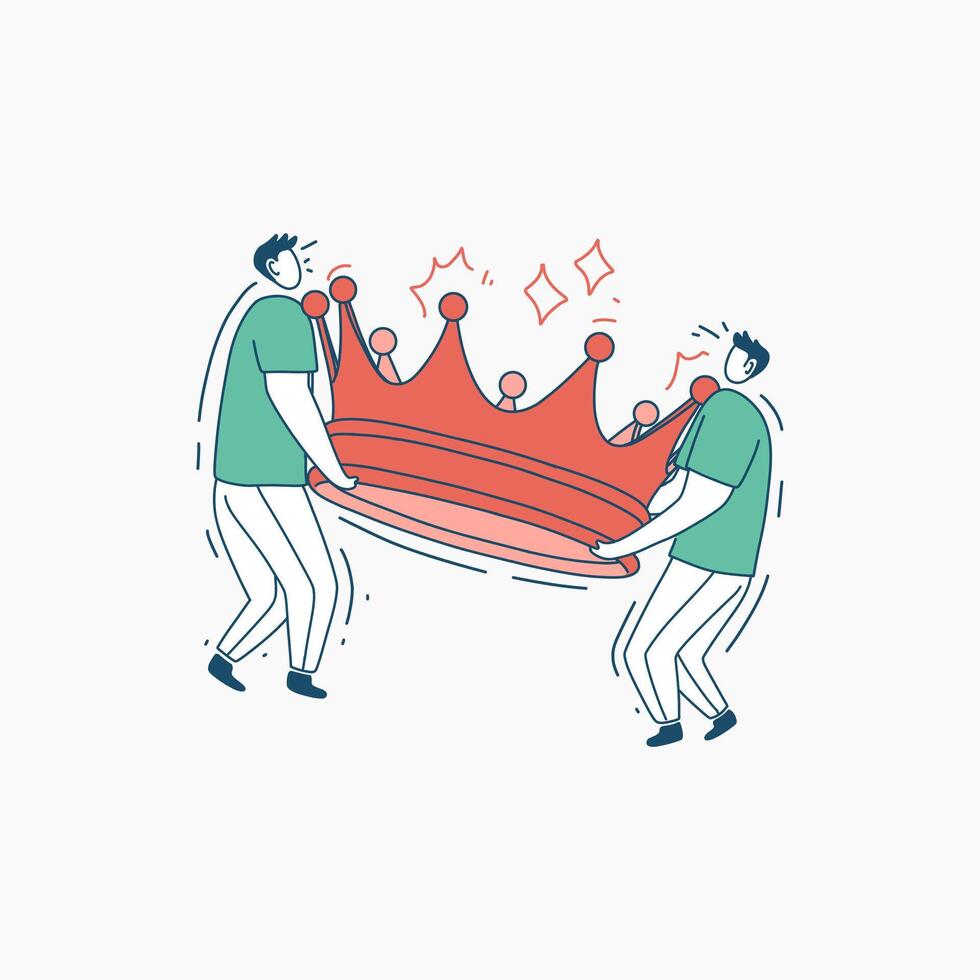 Two Men Holding a Crown Overhead vector