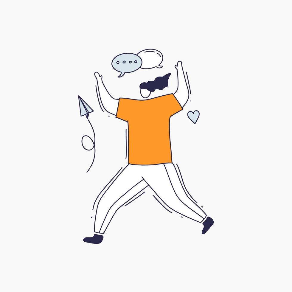 Person with Upraised Arms, Jumping with Joy vector