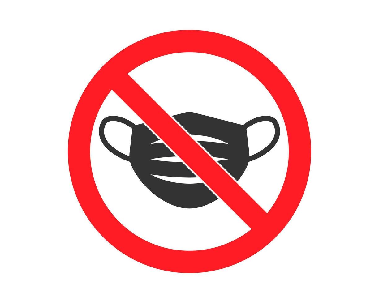 No face mask icon symbol. Protection mask not allowed sign logo. illustration image. Isolated on white background. vector