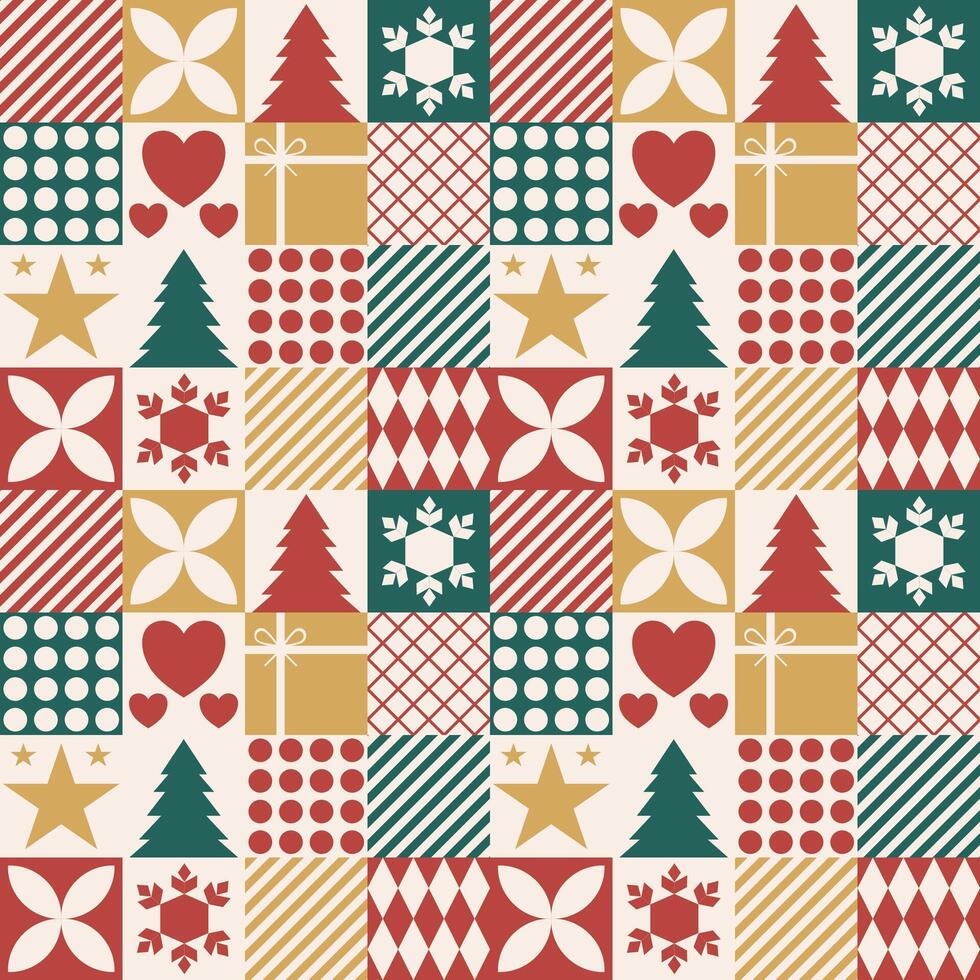 Christmas square geometric abstract wallpaper flat seamless pattern for wrapping paper , paper gift , book cover and more holiday artwork. vector