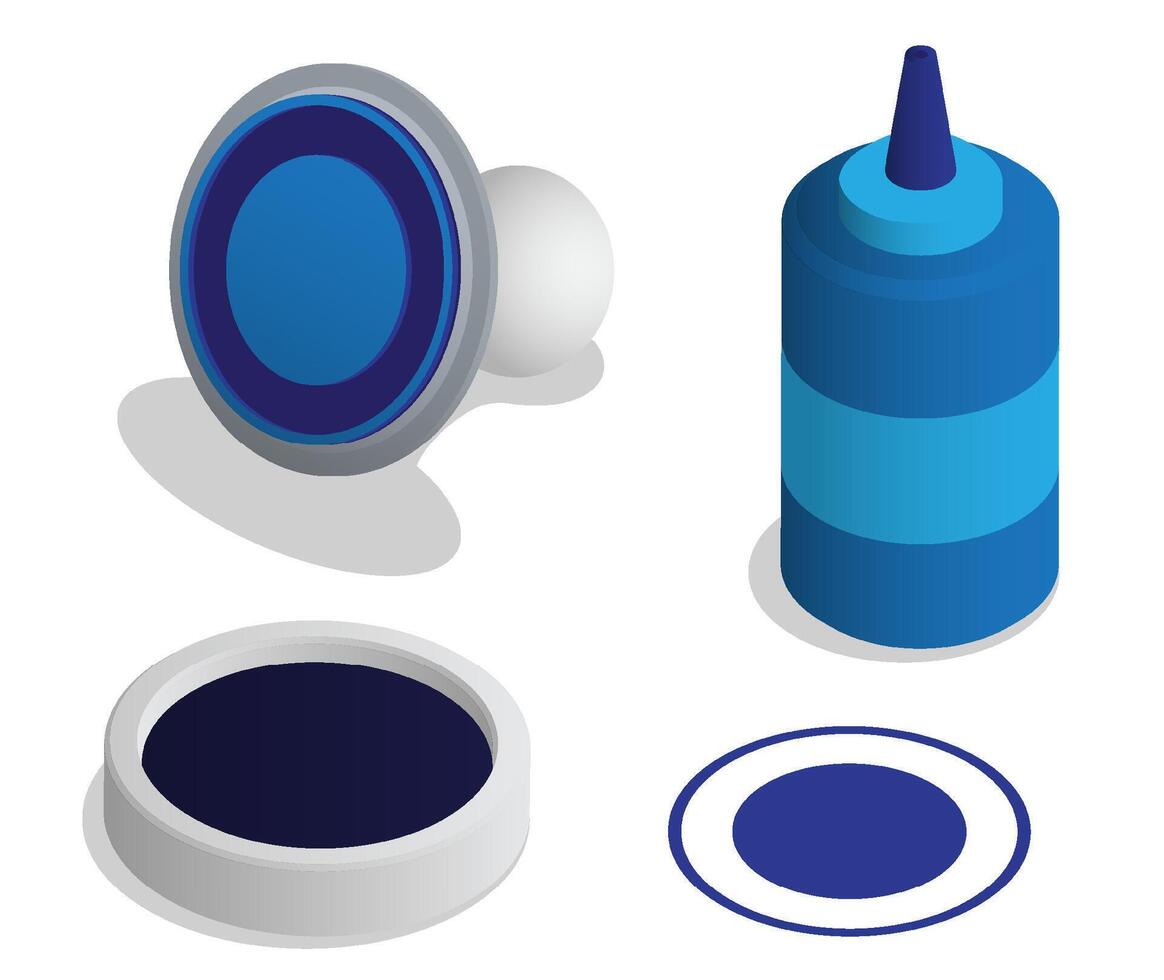 Isometric round notary seal for stamps. Postal printing, marking of letters and postal items. Realistic 3D isolated on white background vector