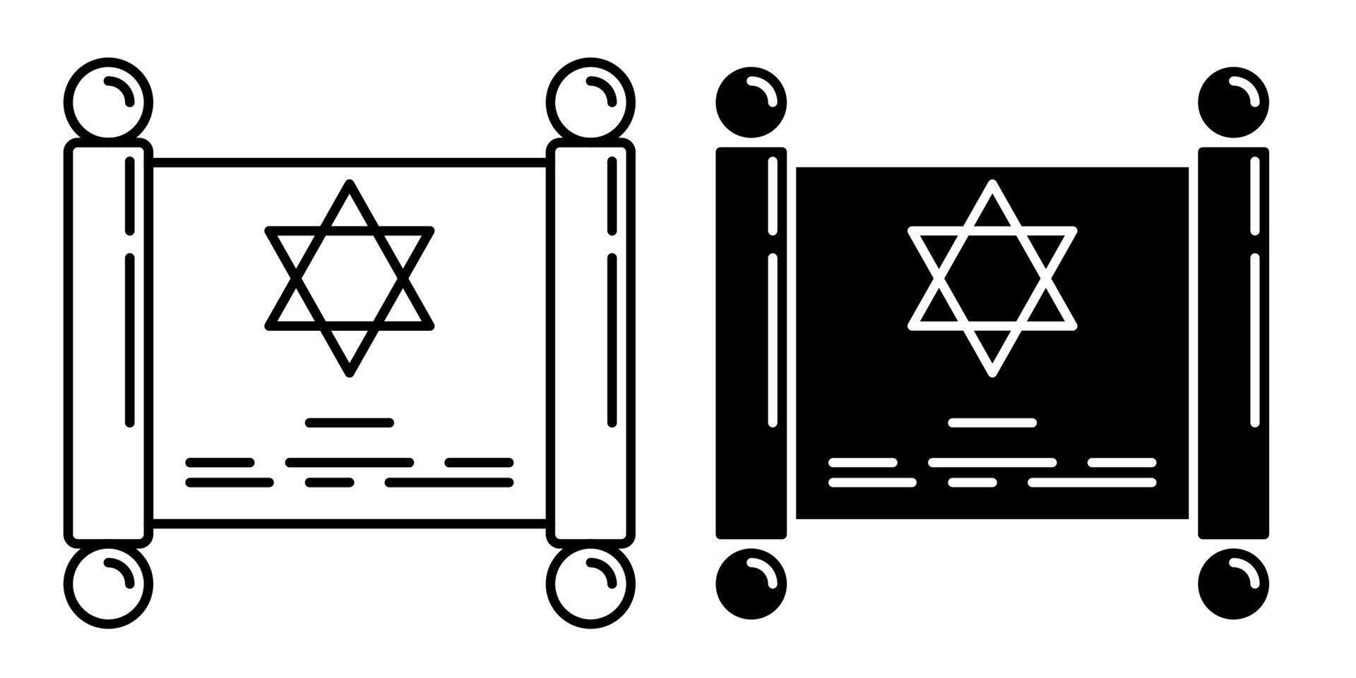 Linear icon. Jewish Torah scroll holy scripture. Simple black and white isolated on white background vector