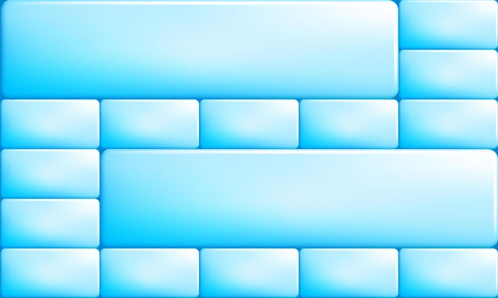 Rectangular cold blue colored tile buttons with rounded corners. Frozen copy space for design of web pages and interface. 3D background vector