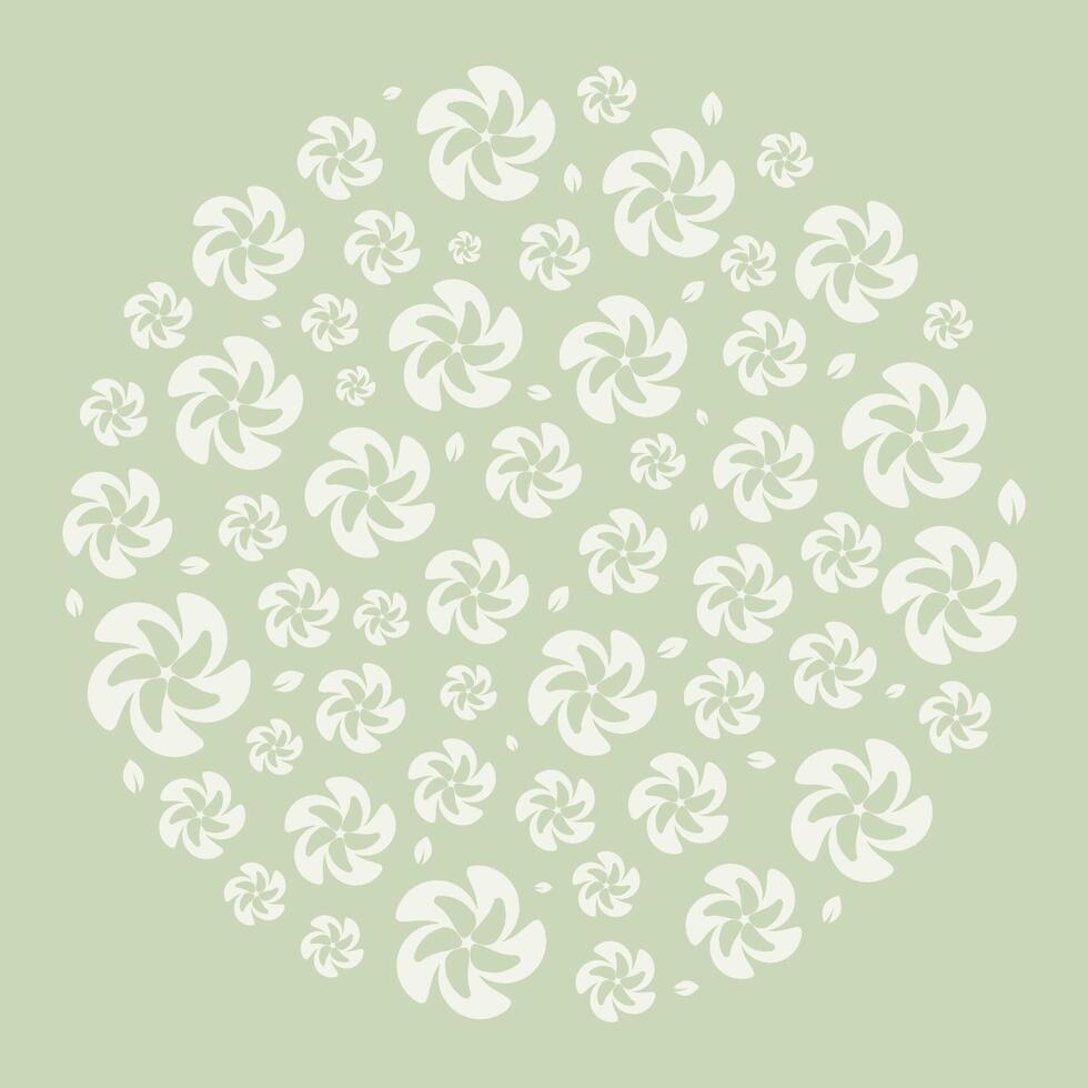 circle pattern with silhouettes of leaves and flowers. Ornament for decoration and printing on fabric. Design element. vector