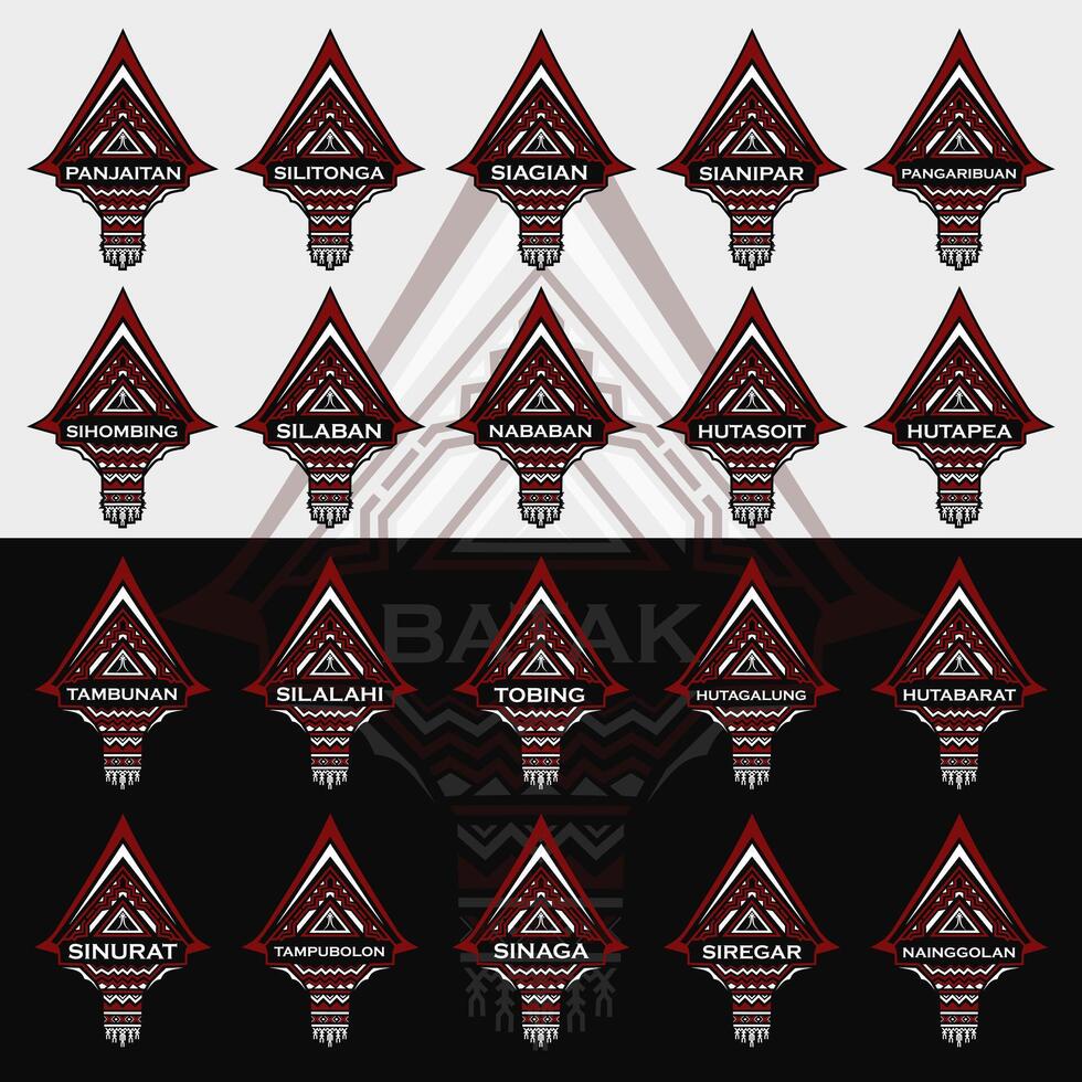 Batak clan ethnic logo asian house line pop art colorful design vector