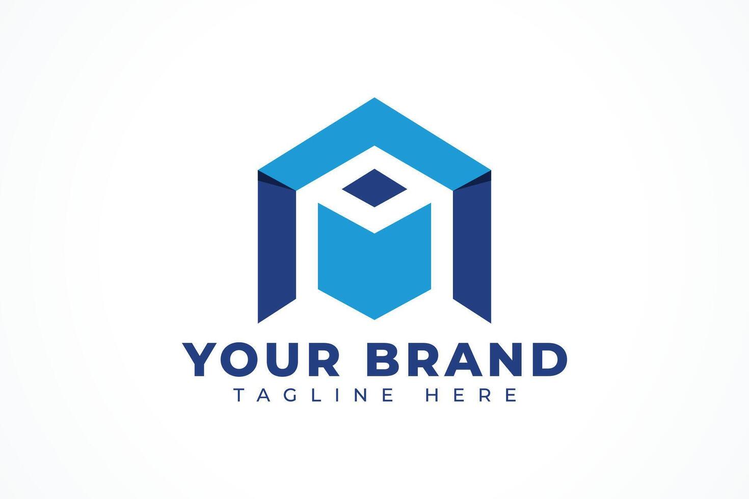 Abstract Blue Hexagon box cube Logo Design Element vector