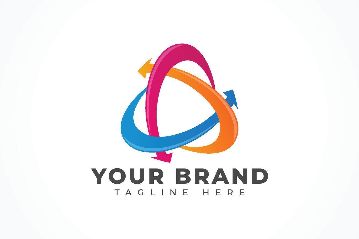 spinning three looped arrow logo design template vector