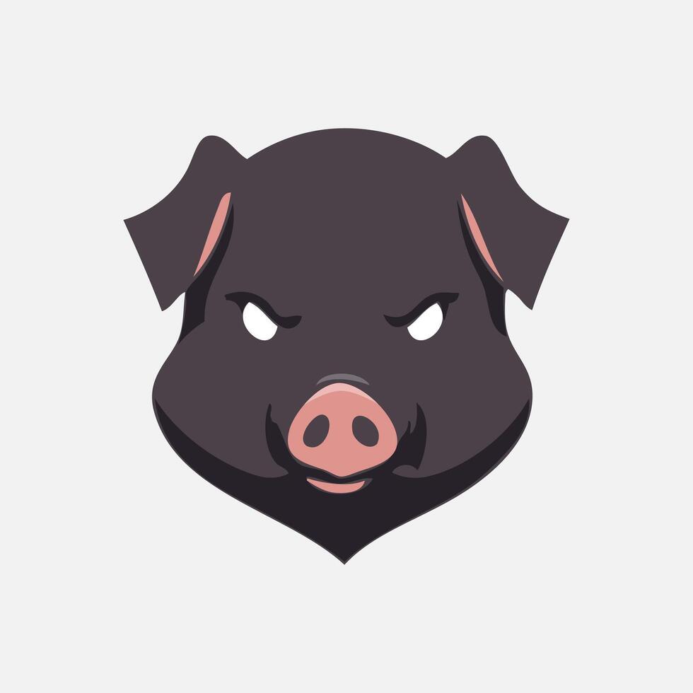 Cute pig pork character illustration. Simple animal design. Isolated with soft background. vector