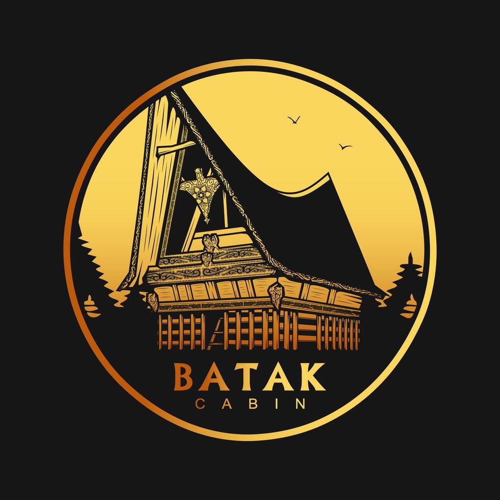 Batak logo house building asian house line pop art colorful design vector