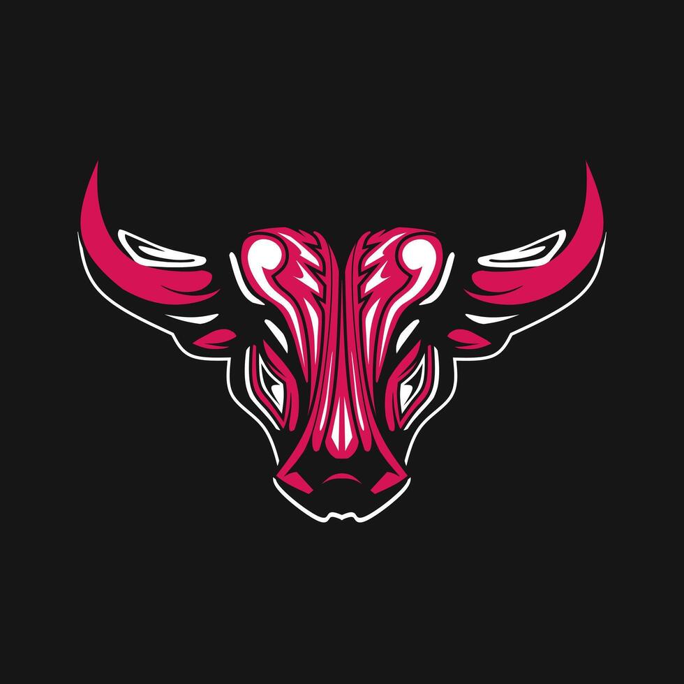 Animal batak buffalo character illustration. Simple ethnic animal head culture design. Isolated with soft background. vector